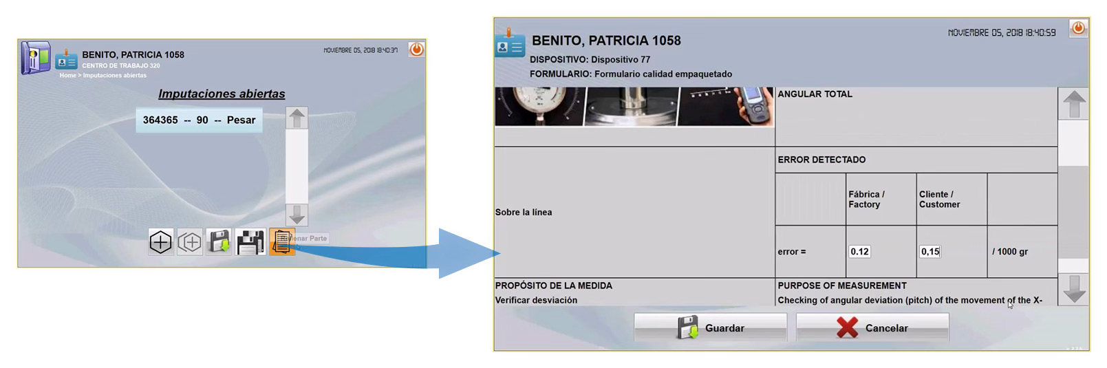 Captura de pantalla aplicación auditoría